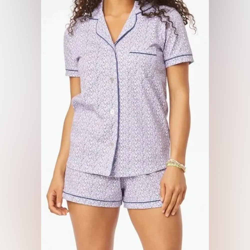 Roller rabbit Purple Elephant Print Pajama Set